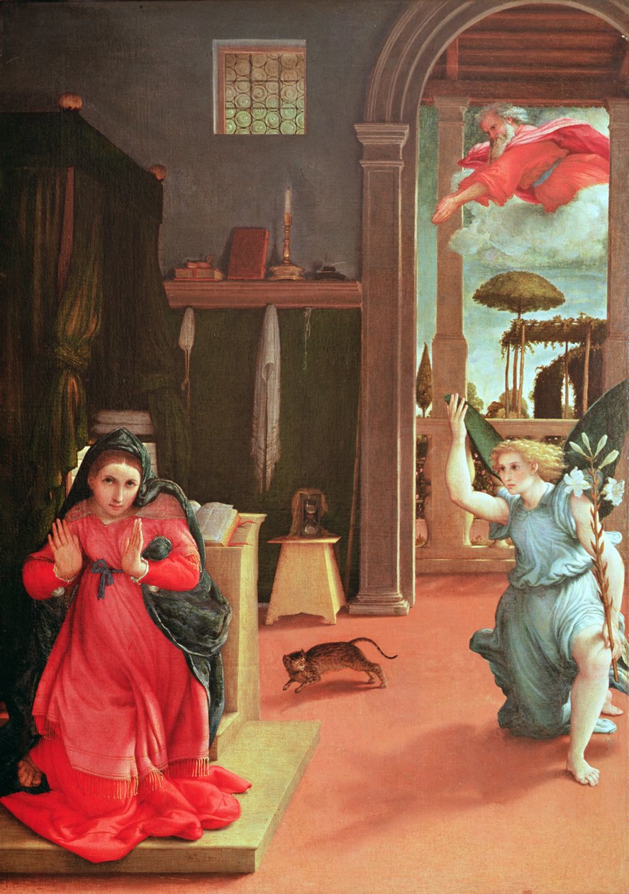Zwiastowanie, ok. 1534-35 autorstwa Lorenzo Lotto