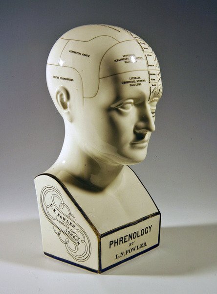 Glazurowane popiersie frenologiczne, ok. 1860 (ceramiczne) autorstwa Lorenzo Niles Fowler