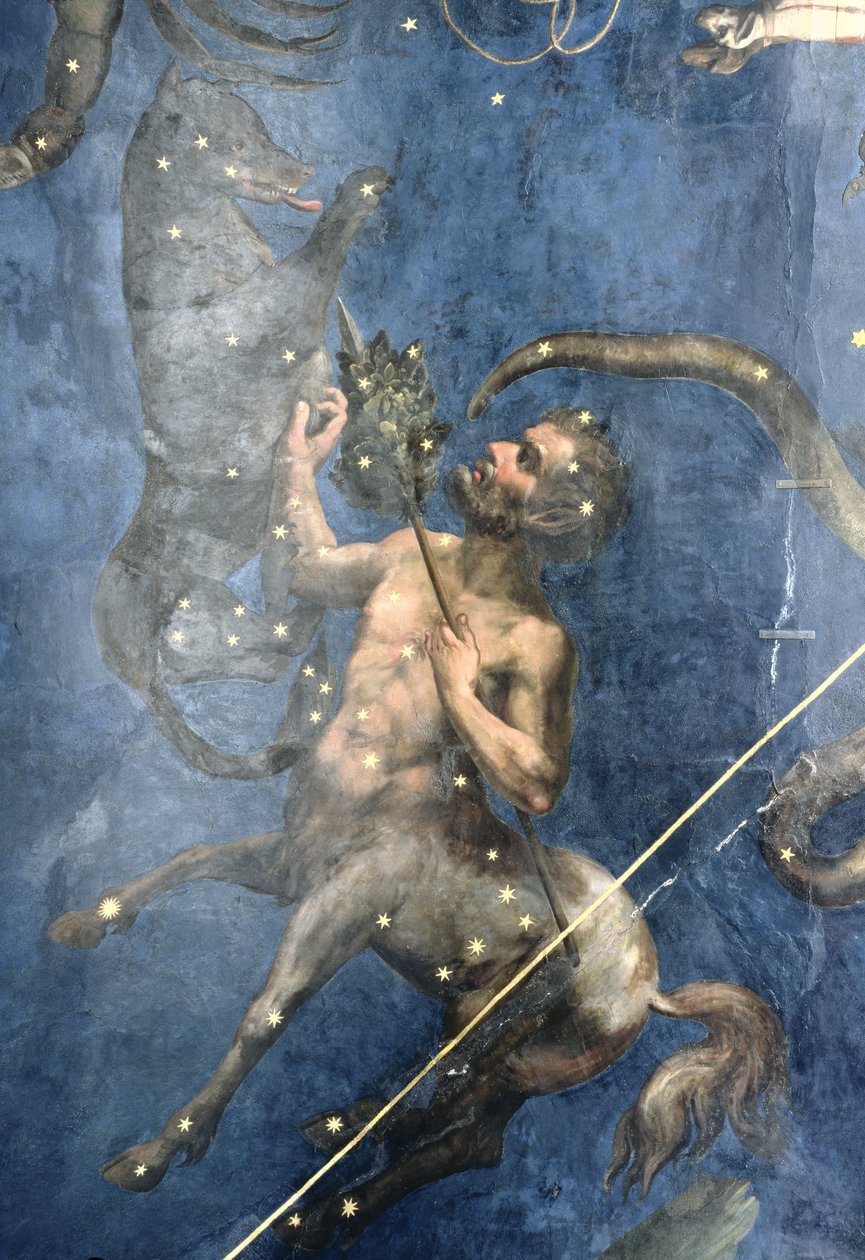 Centaur, ze stropu Sala dello Zodiaco, 1579 autorstwa Lorenzo Costa