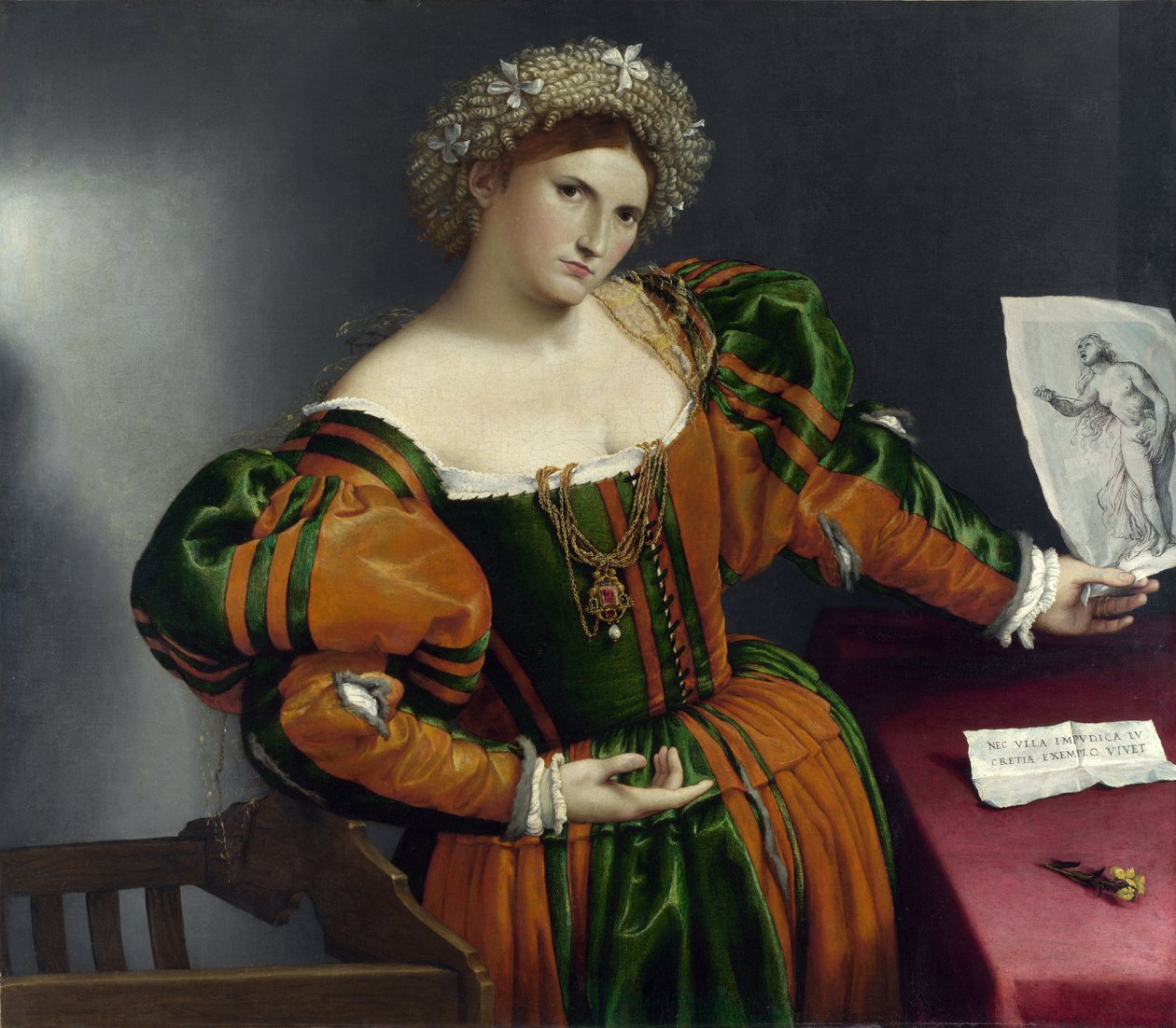 Portret Wenecjanina jako Lukrecja autorstwa Lorenzo Lotto