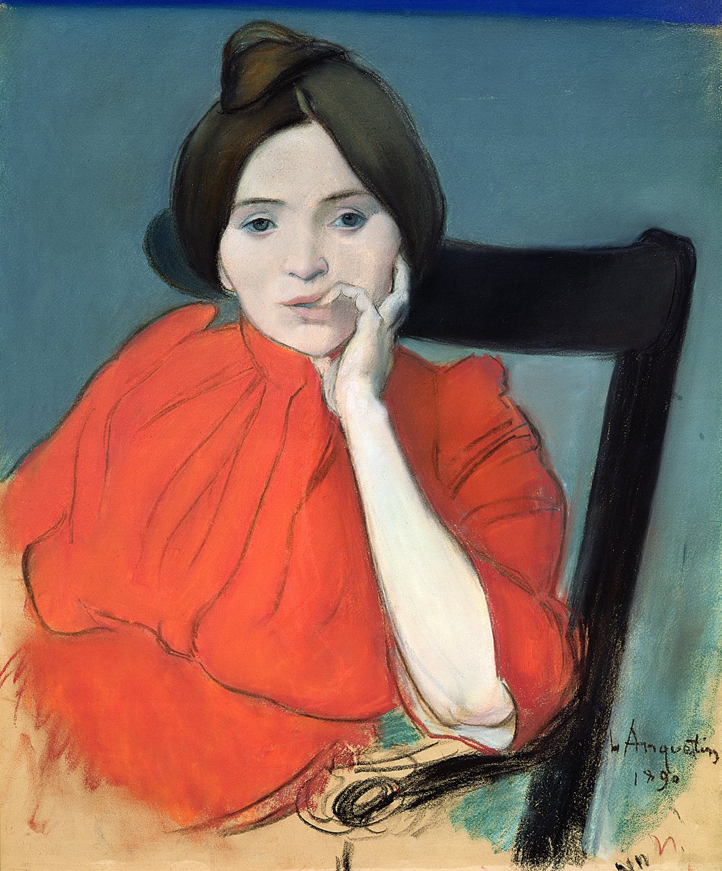Portret kobiety, 1890 (pastel na papierze) autorstwa Louis Anquetin
