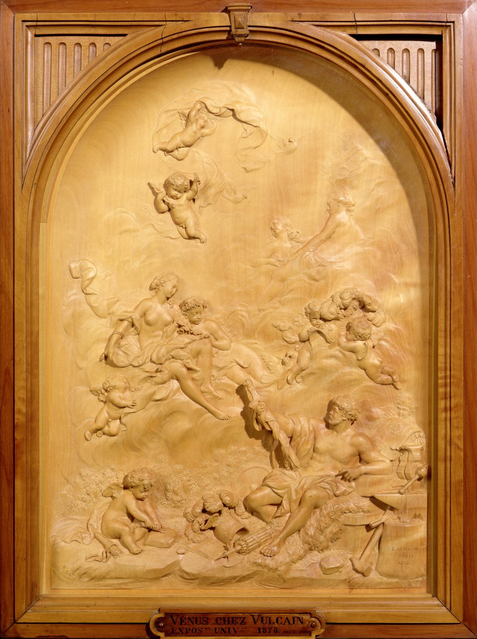 Wenus i Wulkan, 1878 (rzeźbione drewno) autorstwa Louis Ardisson