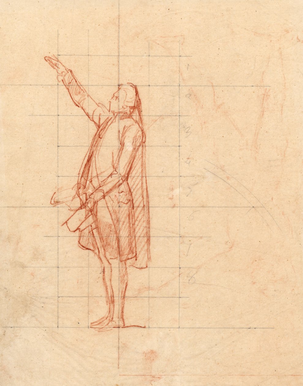 Studium do przysięgi kortu tenisowego (czerwona kreda na papierze i czarny ołów na kalce kreślarskiej) autorstwa Louis Charles Auguste Couder