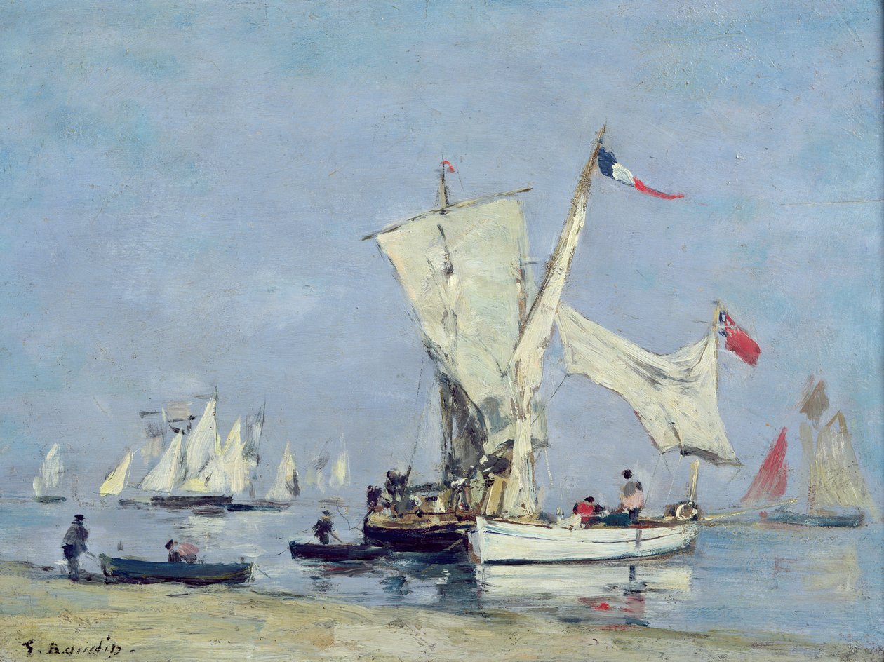 Łodzie żaglowe, ok. 1869 r. autorstwa Eugene Louis Boudin