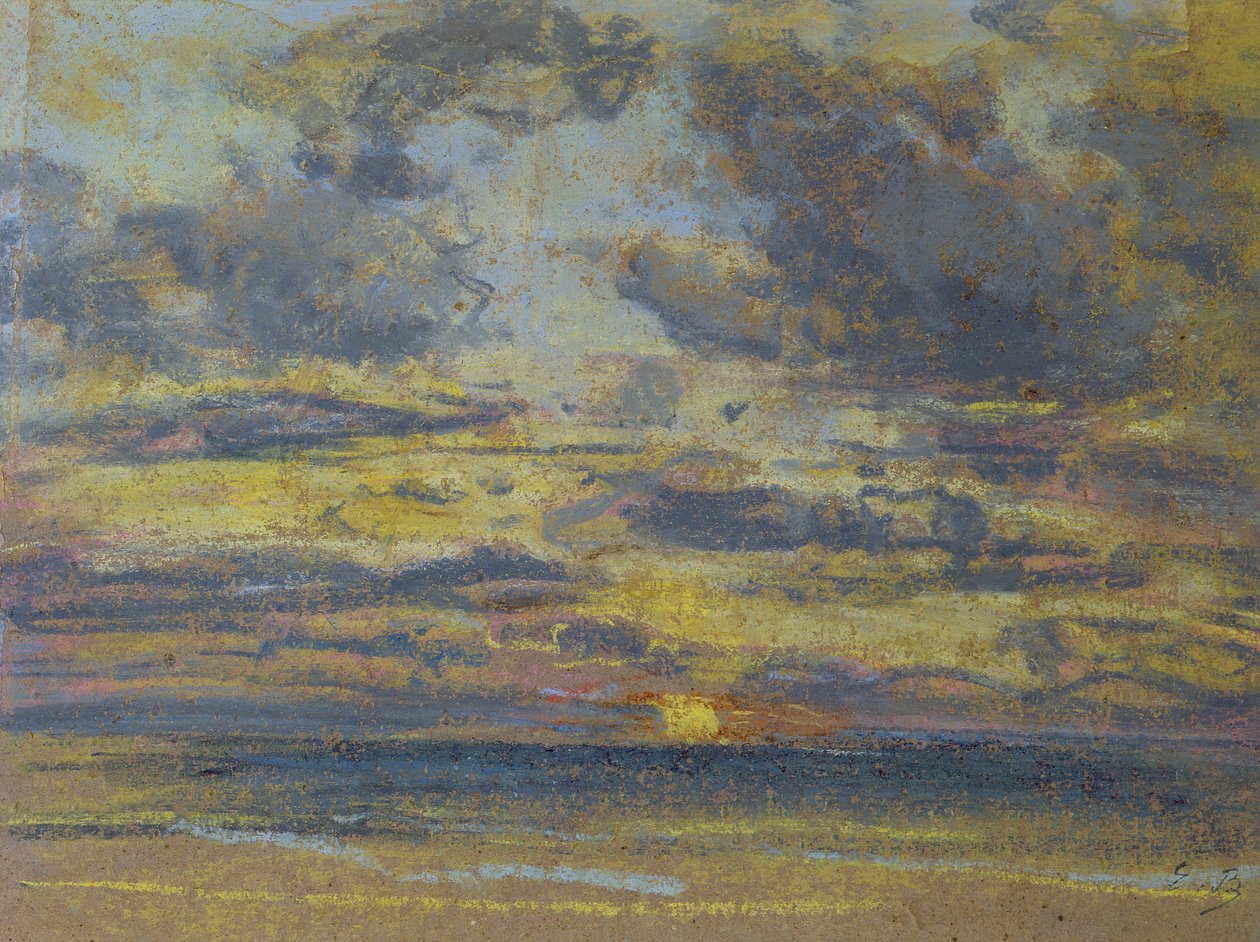 Studium nieba z zachodzącym słońcem, ok. 1862-70 (pastel na papierze) autorstwa Eugene Louis Boudin