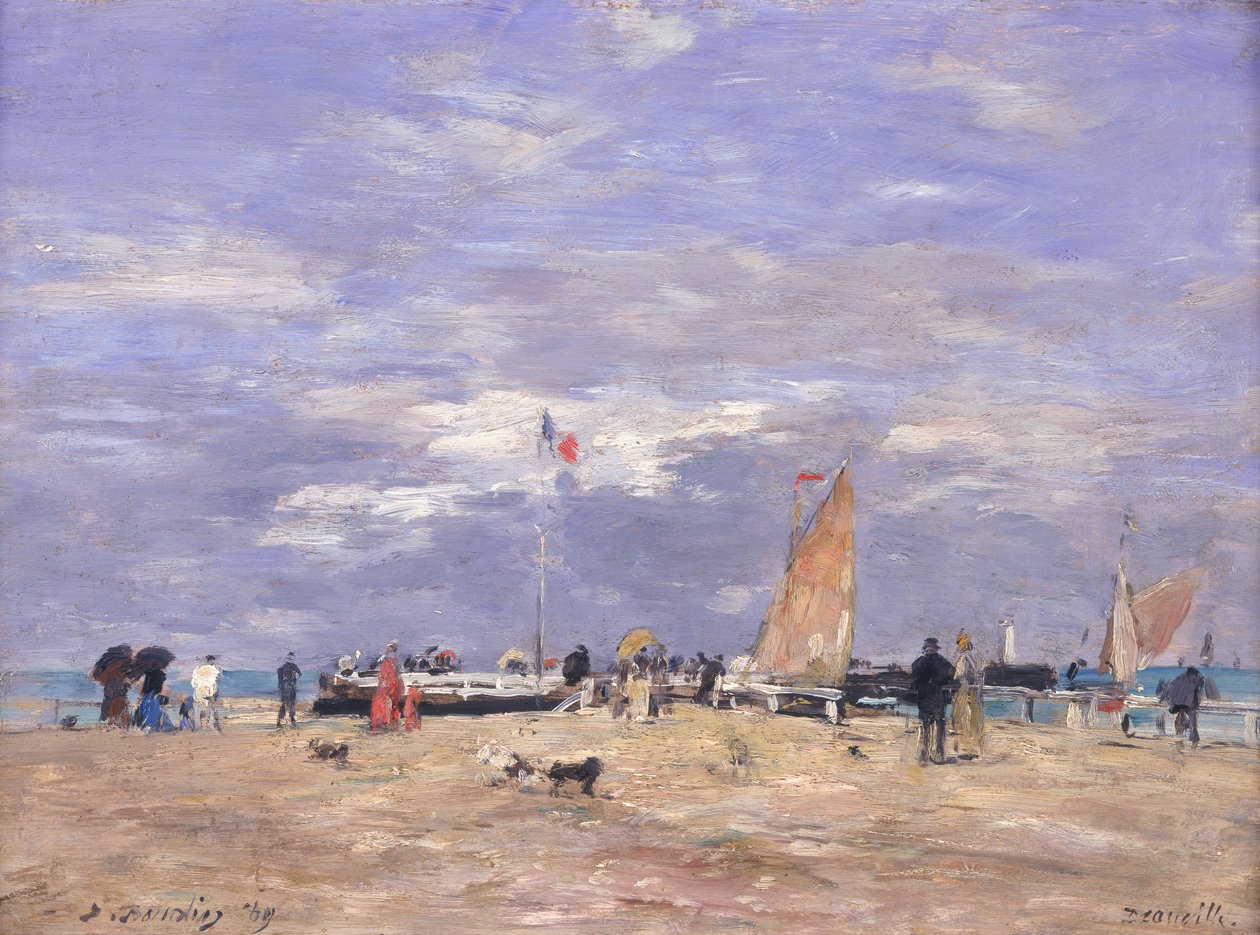 Molo w Deauville, 1869 autorstwa Eugene Louis Boudin