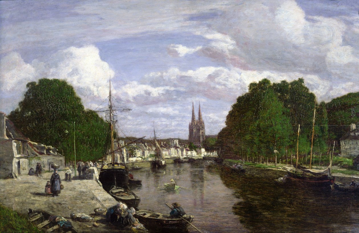 Port w Quimper, 1857 autorstwa Eugene Louis Boudin