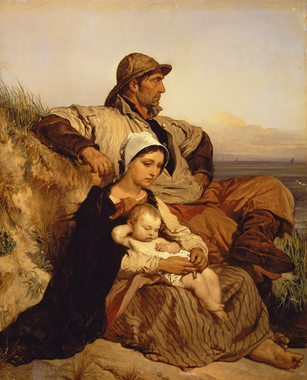Rodzina rybaka, 1848 (panel) autorstwa Louis Gallait