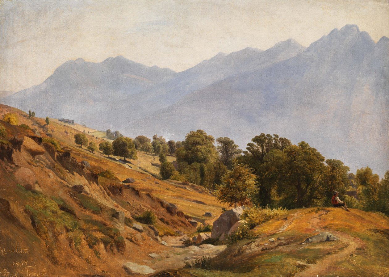 Górski krajobraz w rejonie Dorf Tirol autorstwa Louis Gurlitt