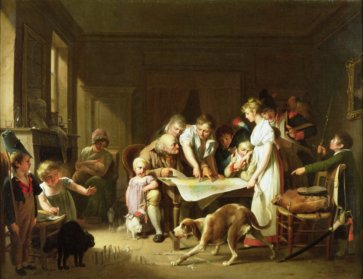Czytanie raportu wojskowego, 1807 r. autorstwa Louis Leopold Boilly
