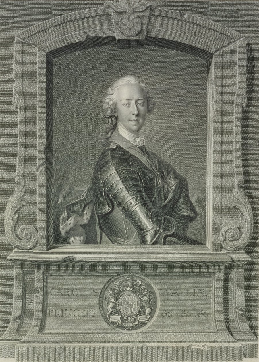 Książę Karol Edward Stuart (1720-88), rytowany przez J.G. Wille, 1748 (miedziany grawer) autorstwa Louis Tocqué