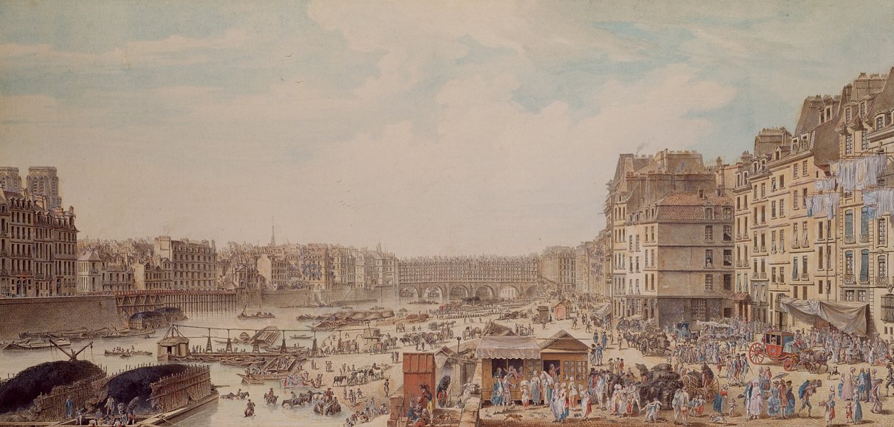 Port au Ble i Pont Notre-Dame, 1782 r. autorstwa Louis Nicolas de Lespinasse