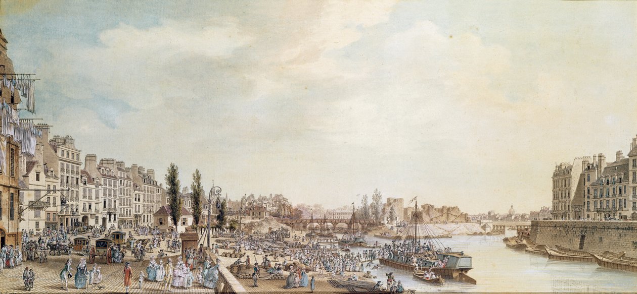 Widok na Port Saint-Paul, Paryż, 1782 autorstwa Louis Nicolas de Lespinasse