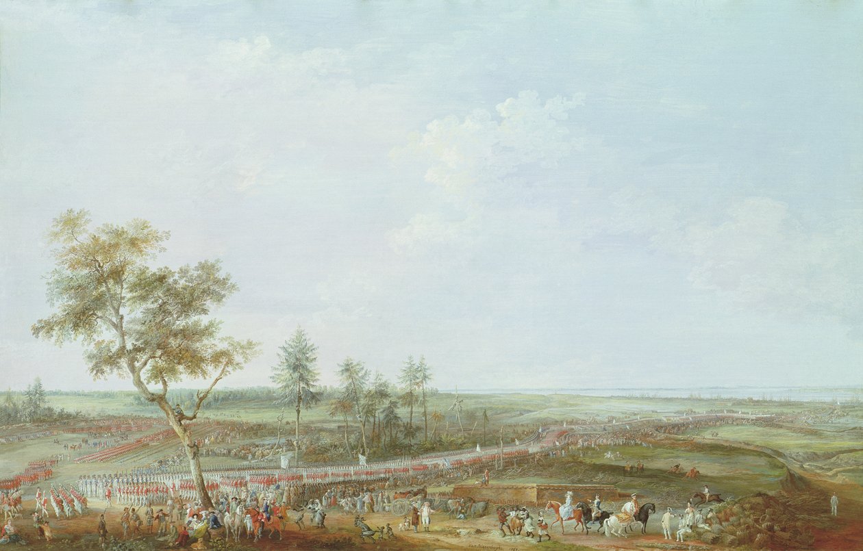 Йорктаун бууж өгсөн нь 1781 оны 10-р сарын 19, 1784 (картон дээр тавьсан илгэн цаасан дээрх гуаш)поли autorstwa Louis Nicolas van Blarenberghe
