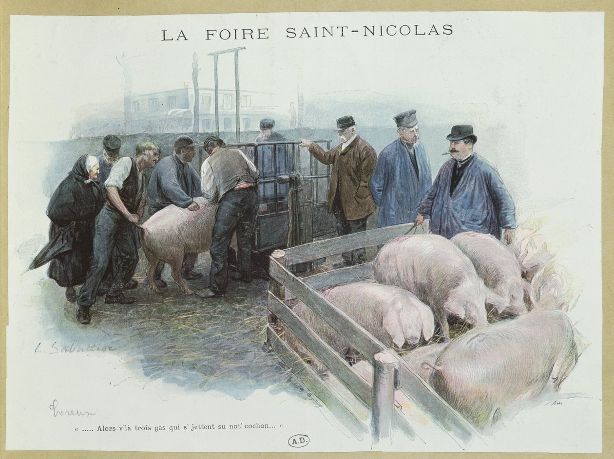 Jarmark Saint-Nicolas w Evreux, początek XX wieku autorstwa Louis Remy Sabattier