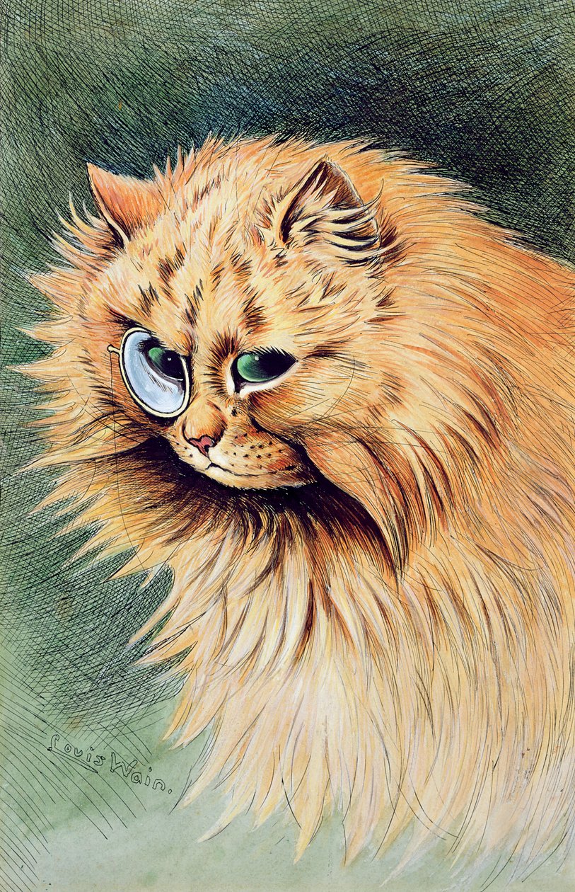 Monokl (pióro, tusz i wc na papierze) autorstwa Louis Wain