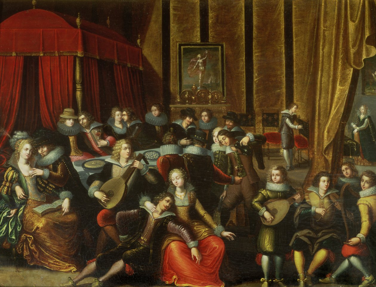 Scena Galante w zamku (panel) autorstwa Louis de Caullery