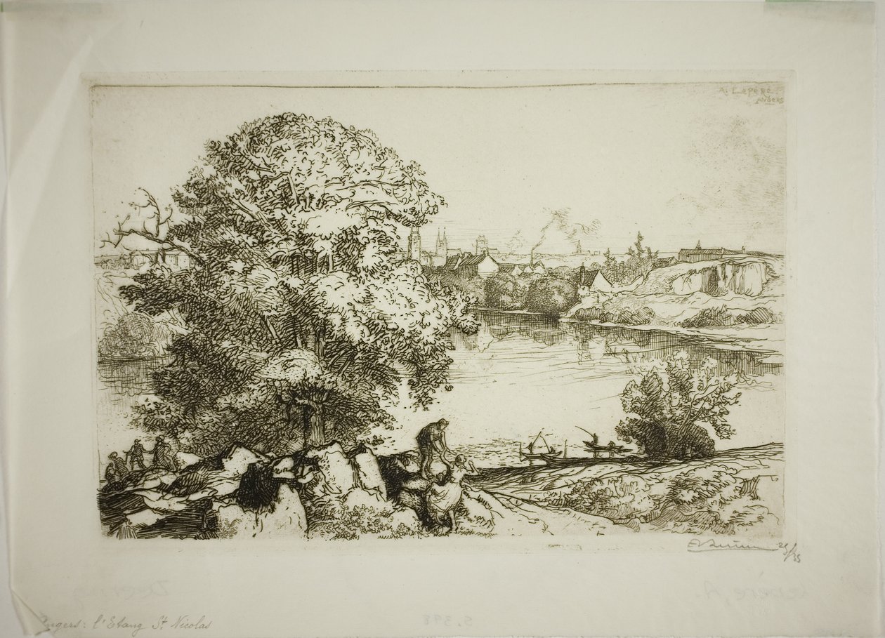 Angers, jezioro Saint-Nicolas autorstwa Louis Auguste Lepère