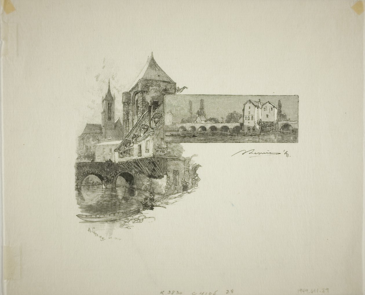 Moret: drewniany młyn autorstwa Louis Auguste Lepère
