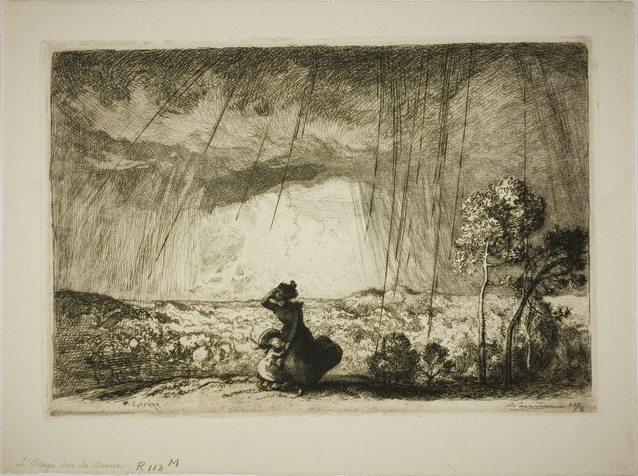 Burza na wydmie autorstwa Louis Auguste Lepère