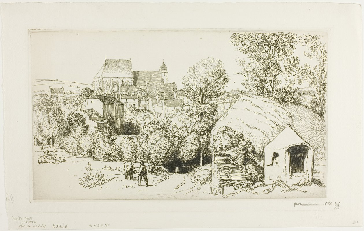 Widok na Verdelot autorstwa Louis Auguste Lepère