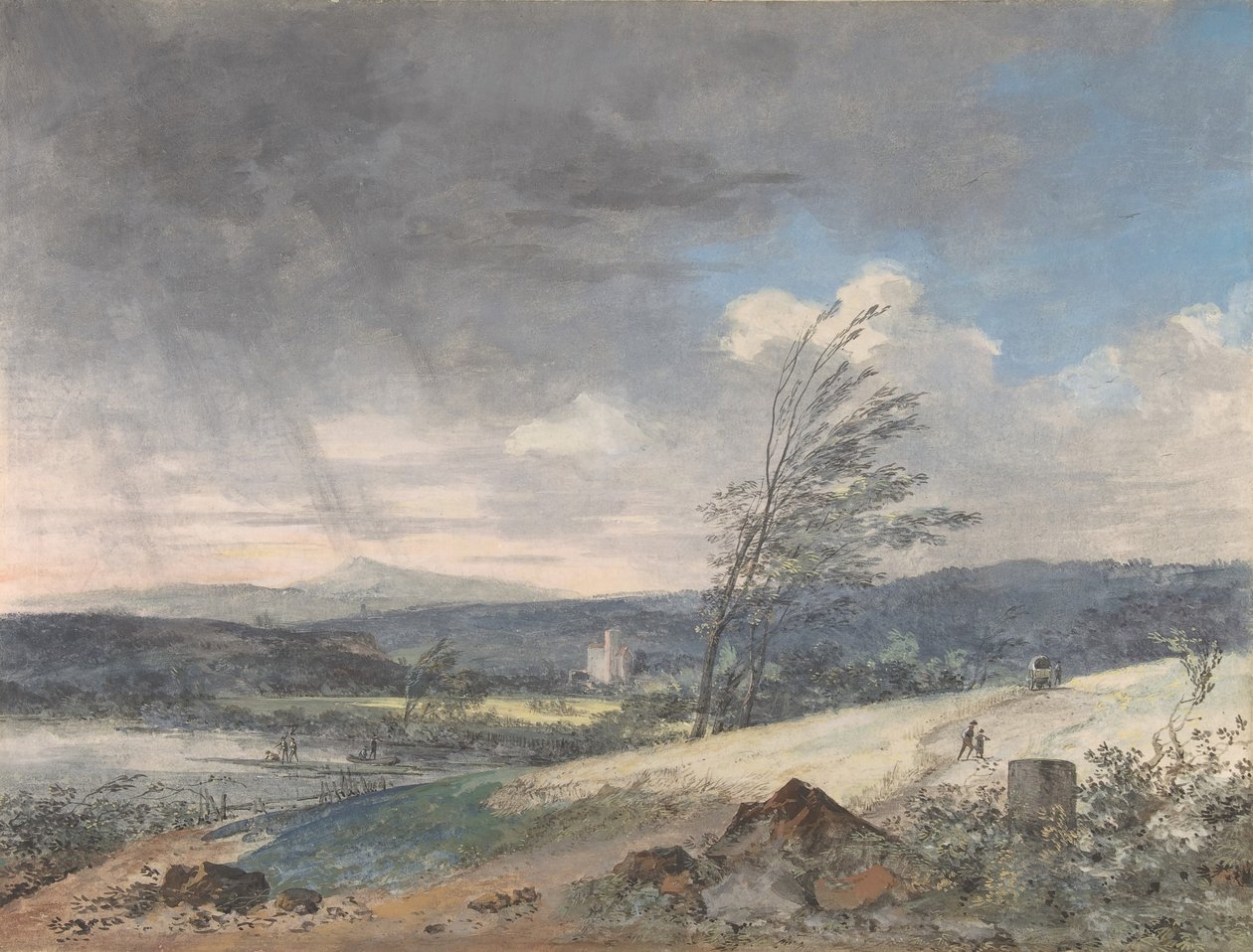 Krajobraz smagany wiatrem, b.d. autorstwa Louis Gabriel Moreau