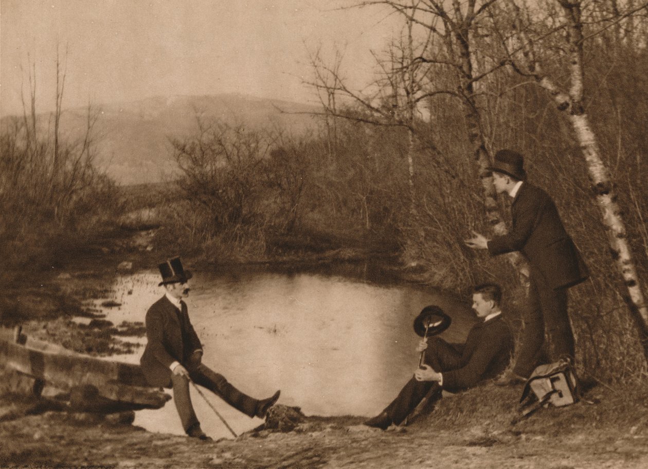 Trzech mężczyzn nad stawem, 1937 autorstwa Louis Guichard