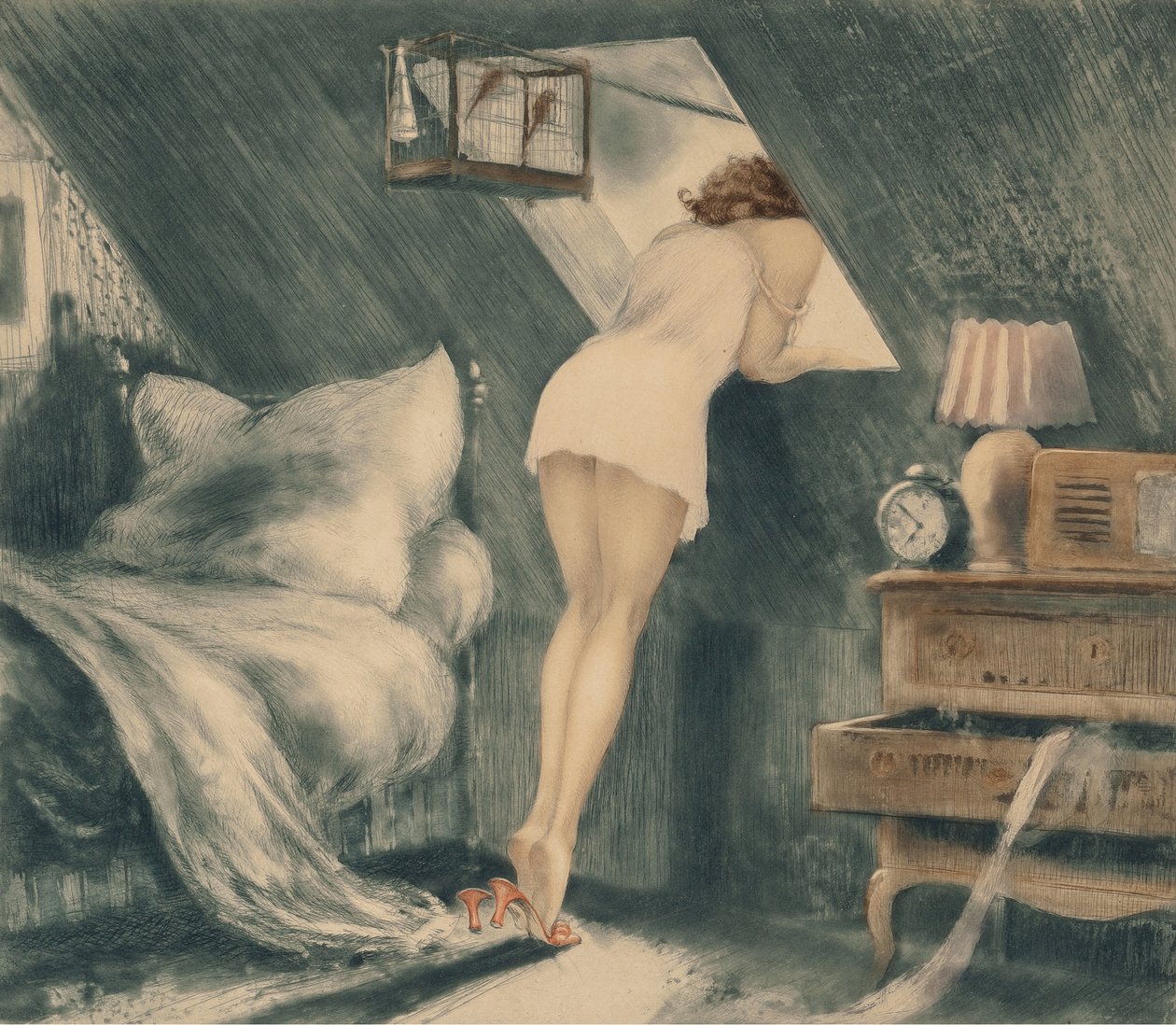 Pokój na poddaszu, 1940. autorstwa Louis Justin Laurent Icart
