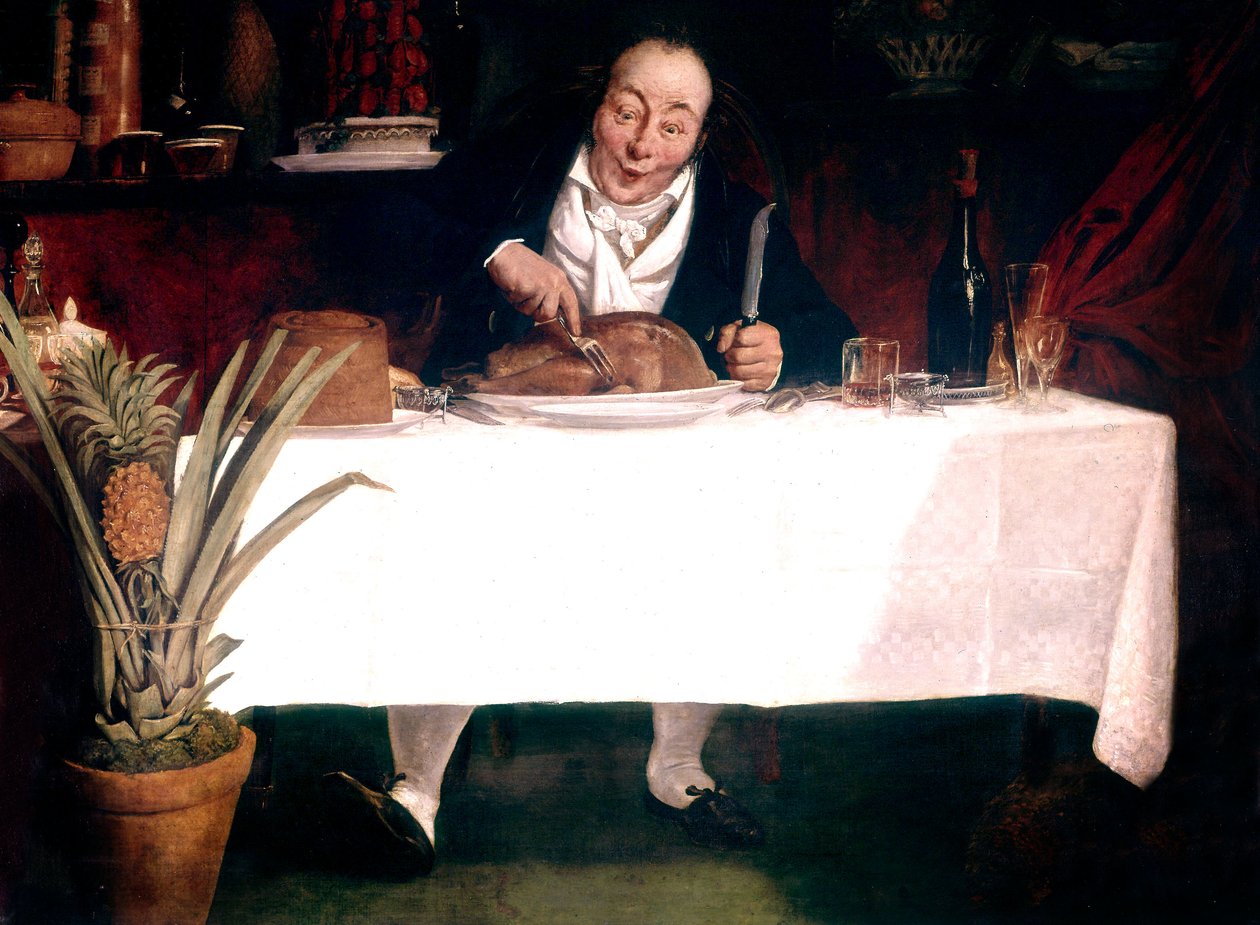 Smakosz: Mężczyzna jedzący indyka autorstwa Louis Leopold Boilly