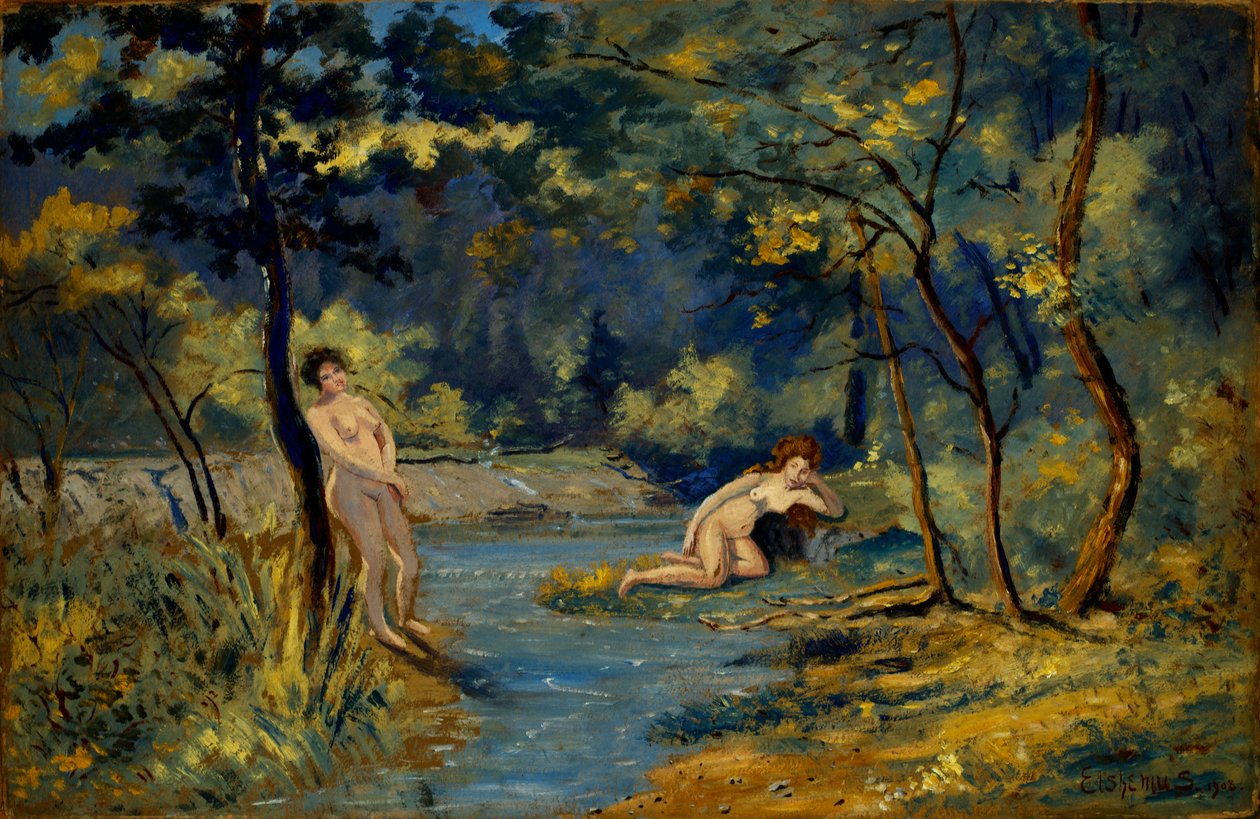 Nimfy stojące i leżące, 1908. autorstwa Louis Michel Eilshemius