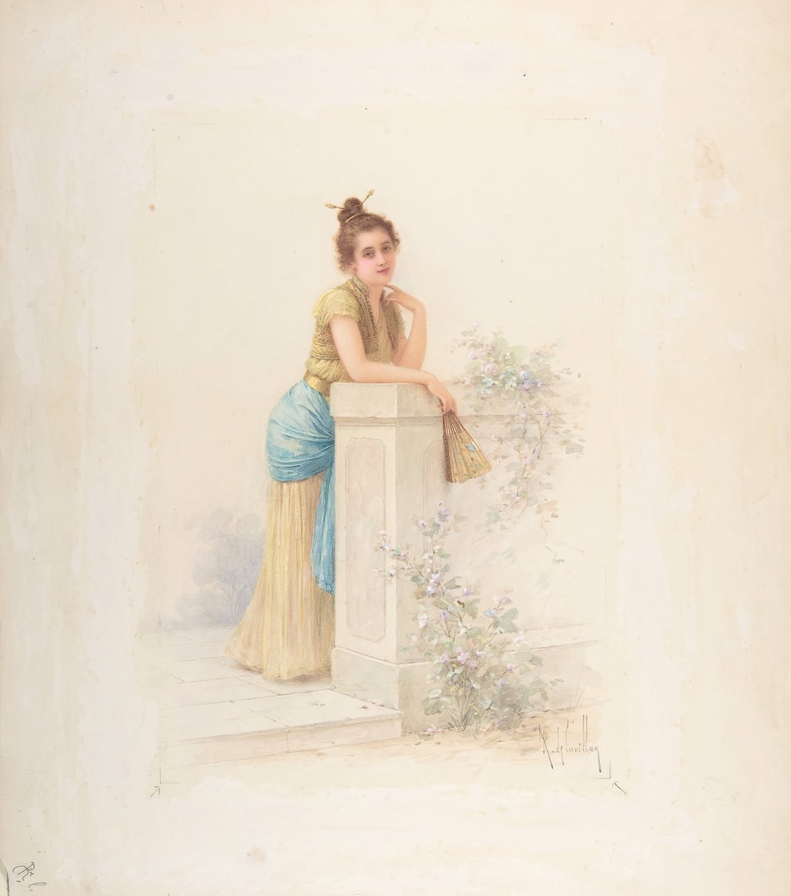 Dama z wachlarzem, b.d. autorstwa Louis Robert Cuvillon