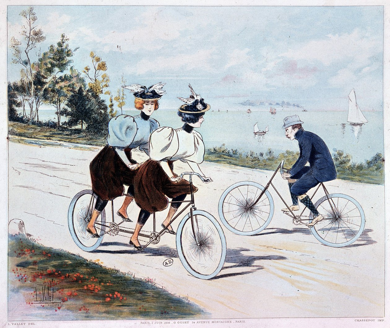 Tandem - rysunek L. Vallet autorstwa Louis Vallet
