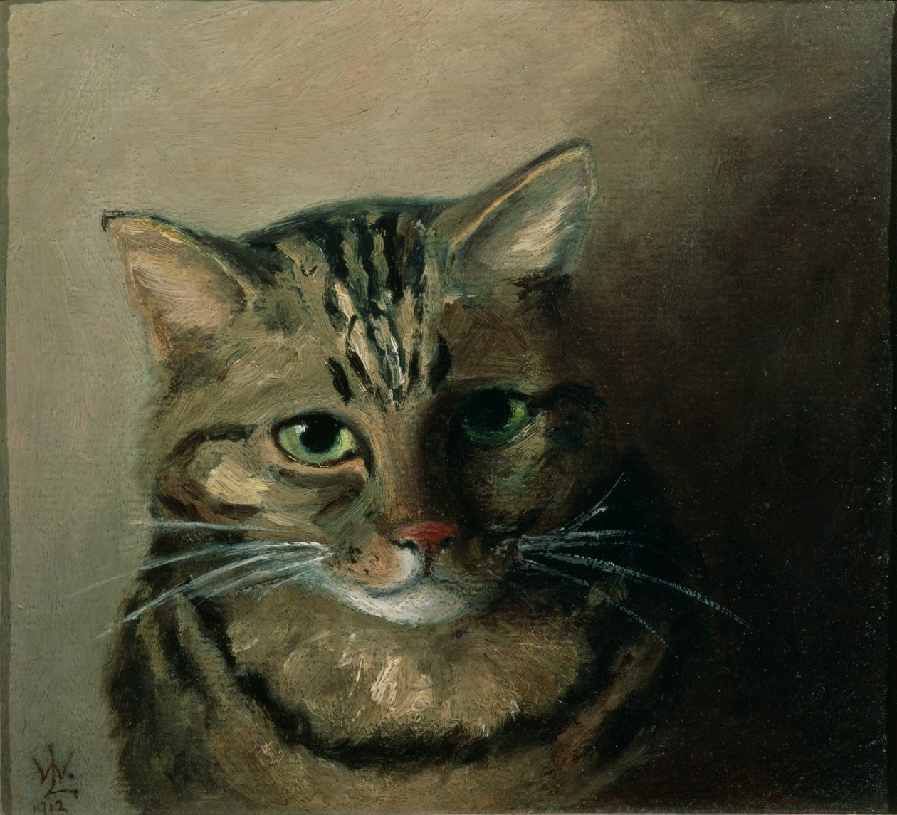 Studium głowy kota tabby autorstwa Louis Wain