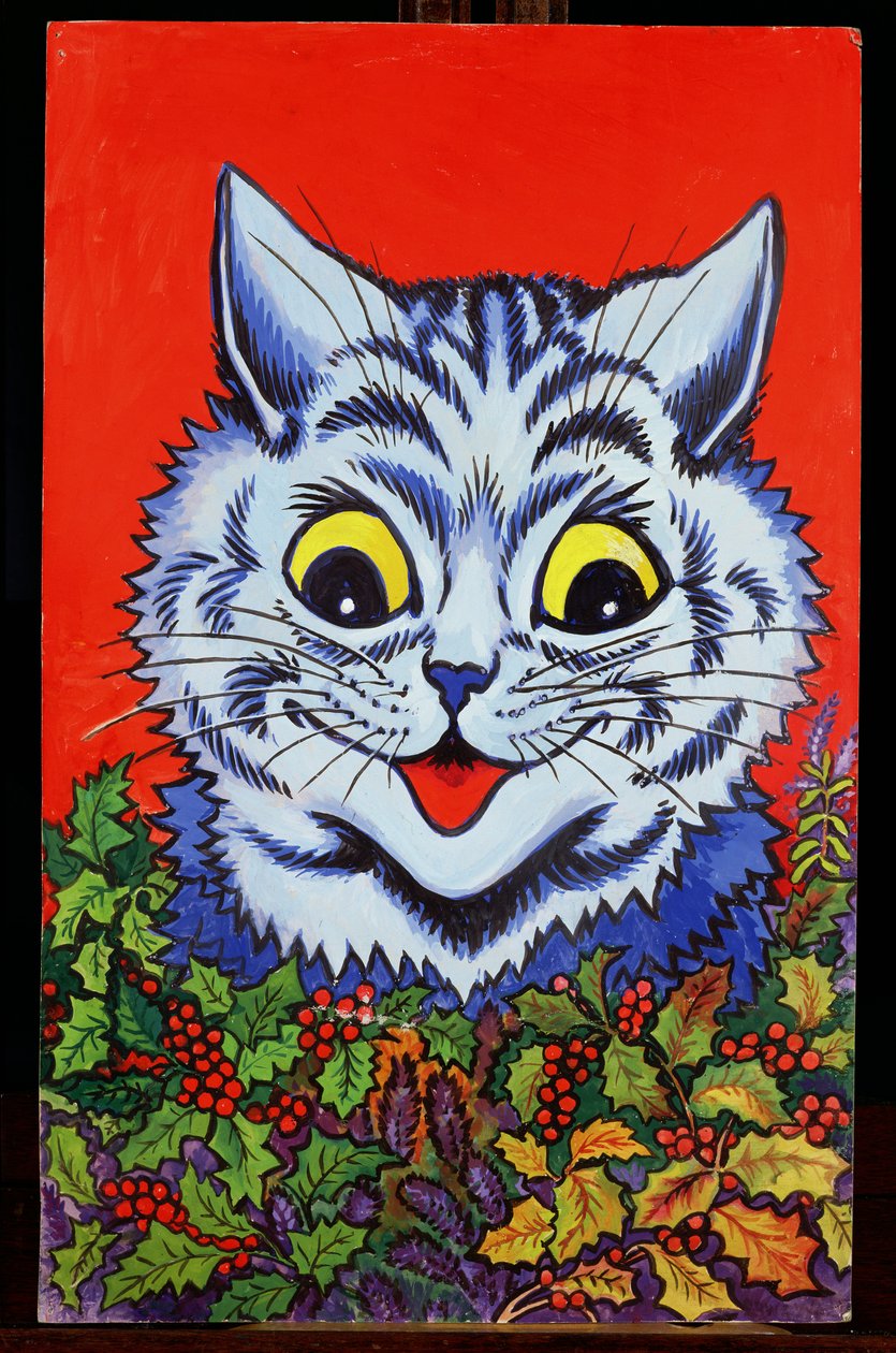 Kot w Holly (gwasz) autorstwa Louis Wain