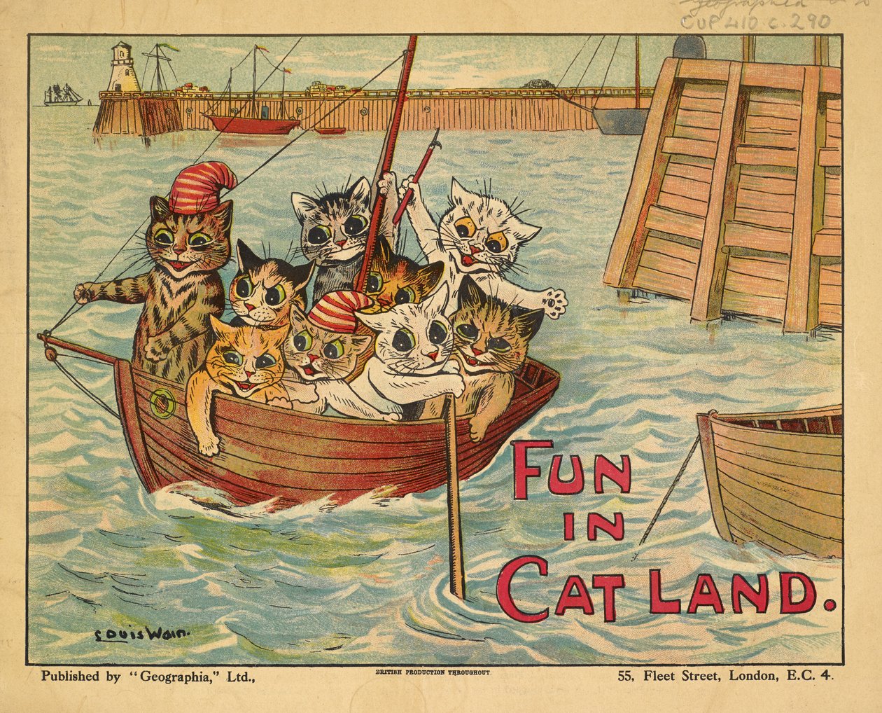 Koty w łodzi. autorstwa Louis Wain