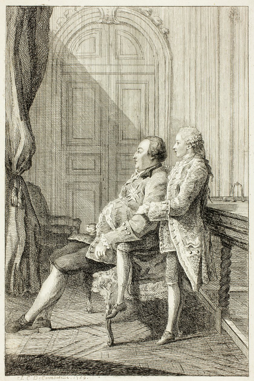 Książę Orleanu i jego syn autorstwa Louis de Carmontelle