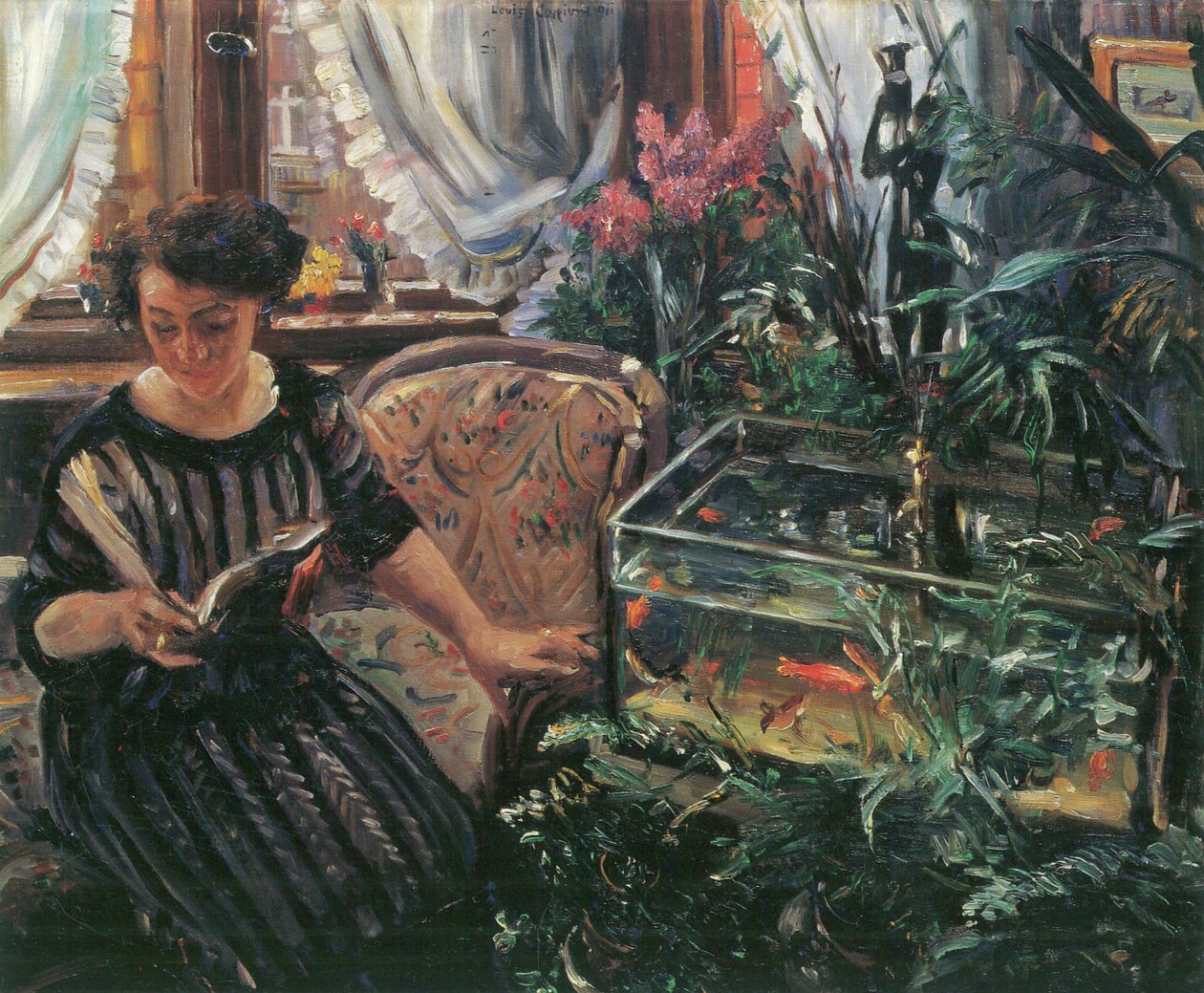 Pani w basenie ze złotą rybką Żona artysty autorstwa Lovis Corinth
