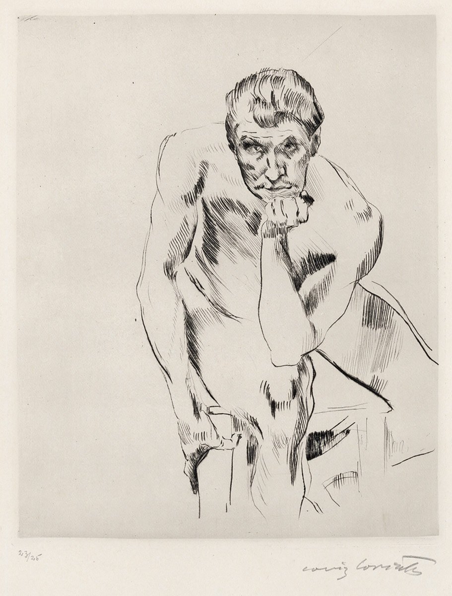 Siedzący mężczyzna nago, zastanawiając się autorstwa Lovis Corinth