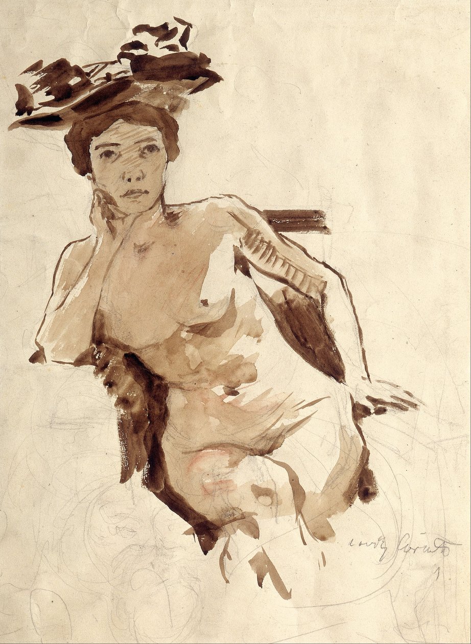 Półnaga kobieta w kapeluszu autorstwa Lovis Corinth
