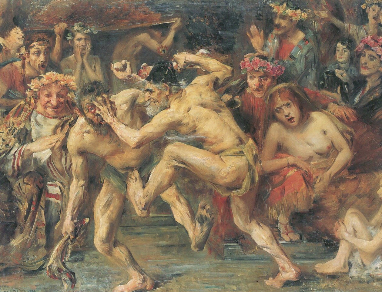 Odysseus im Kampf mit dem BettlerUlysses walczący z żebrakiem. Scena inspirowana walką Odysei pomiędzy Ulissesem a Iros.n autorstwa Lovis Corinth
