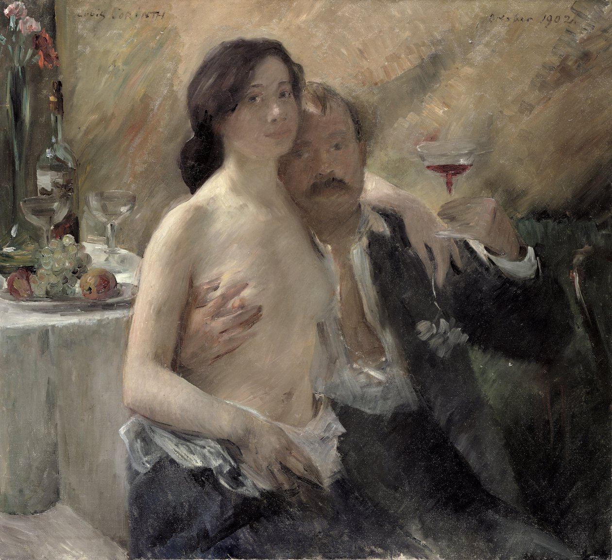Autoportret z żoną i kieliszkiem do sekty, 1902 autorstwa Lovis Corinth