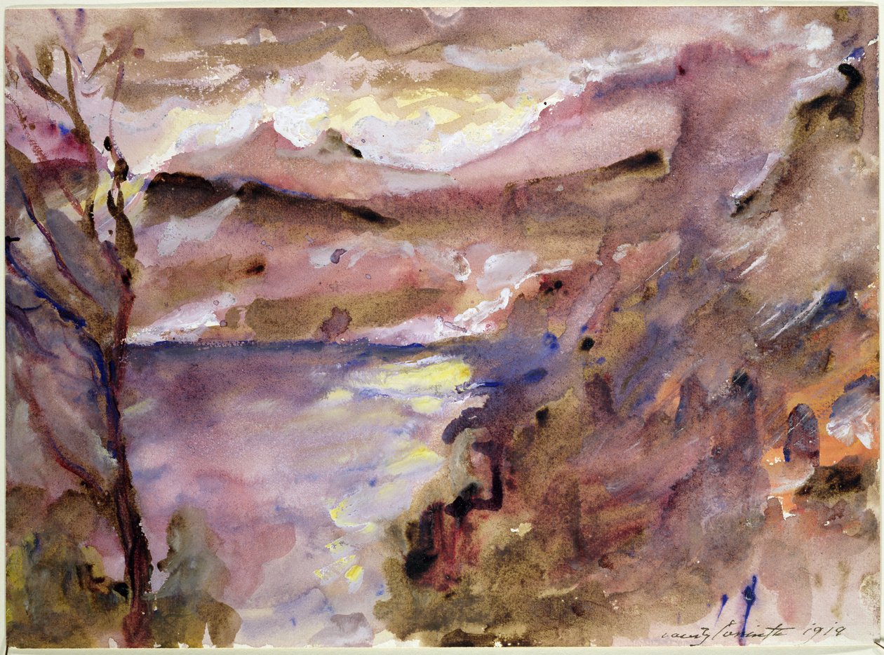 Widok na jezioro Walchen, 1919 r. autorstwa Lovis Corinth