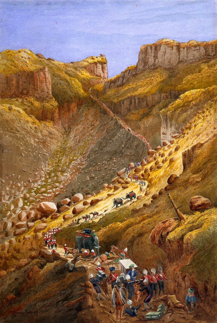 Wąwóz Chetta, Abisynia, 1868 r. autorstwa Lt Cornelius Francis James