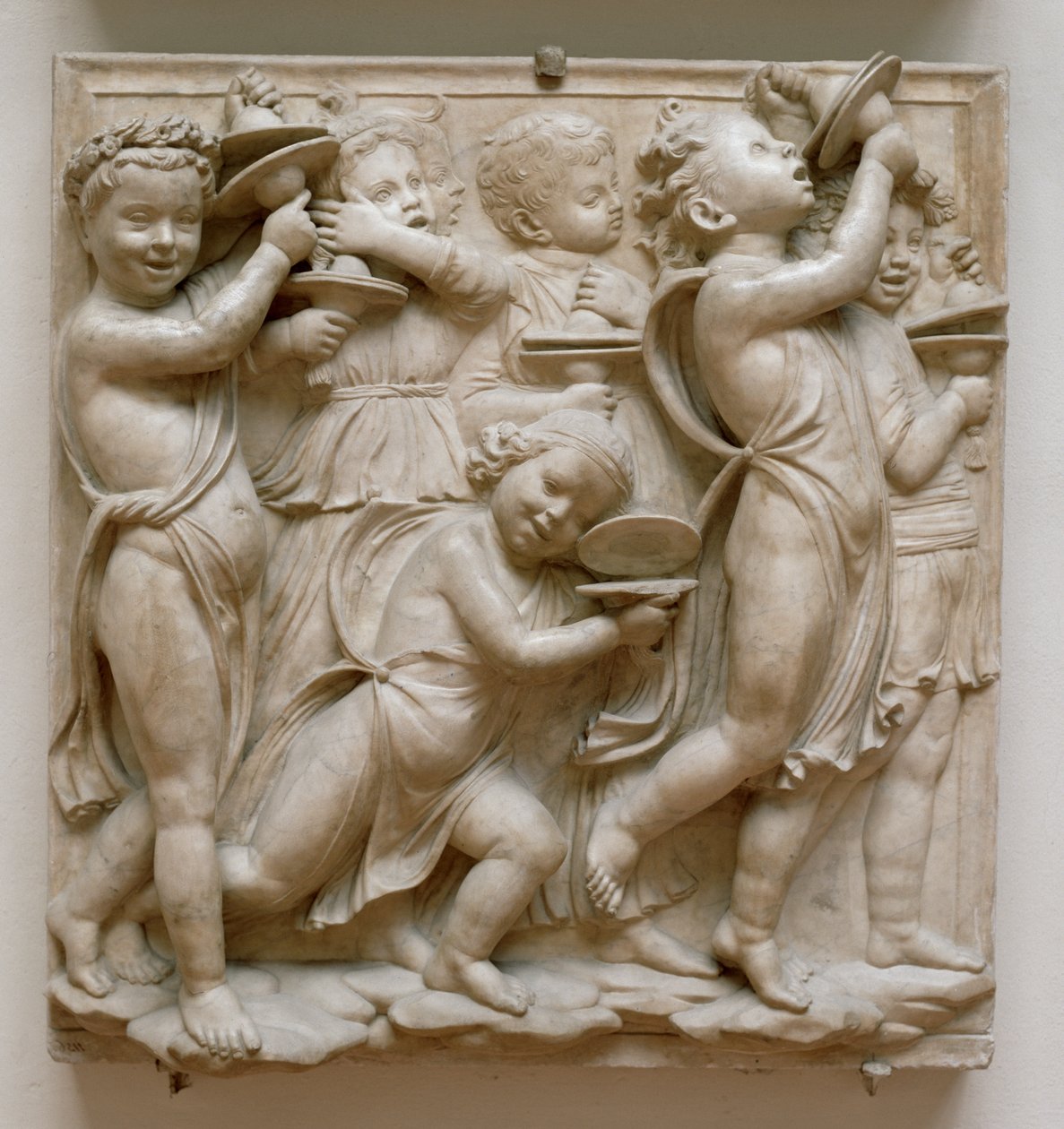 Putti grający na cymbałach, detal z Kantorii, ok. 1432-38 (marmur) autorstwa Luca Della Robbia