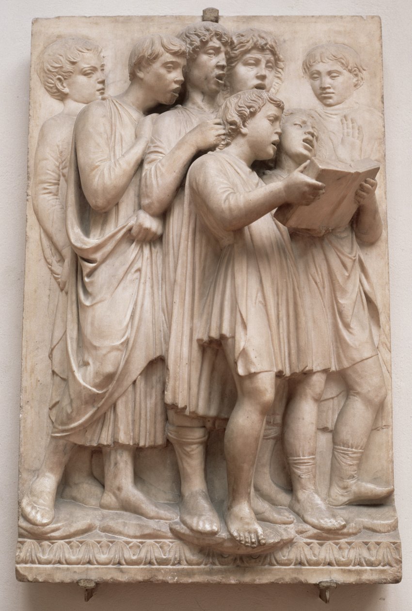 Śpiewające anioły, fragment z Kantorii, ok. 1432-38 (marmur) autorstwa Luca Della Robbia