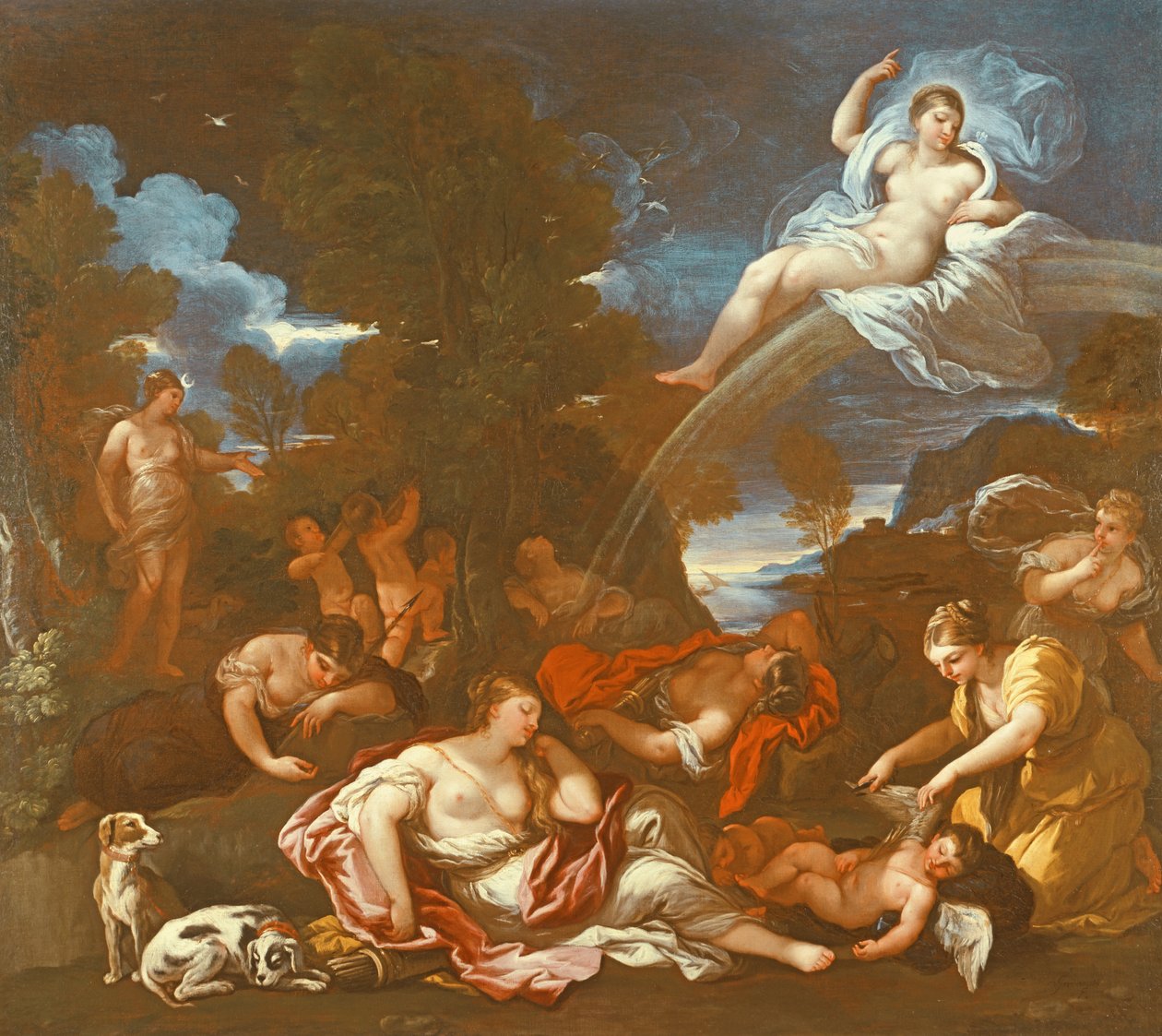 Rozbrajanie Kupidyna (olej) autorstwa Luca Giordano