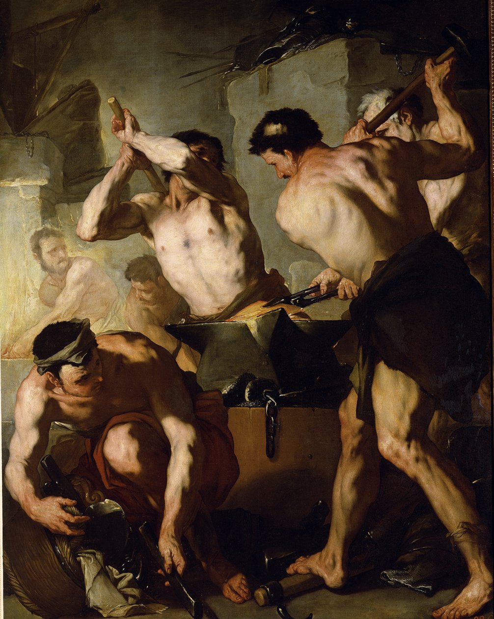 Kuźnia Wulkana, ok. 1660 r. autorstwa Luca Giordano