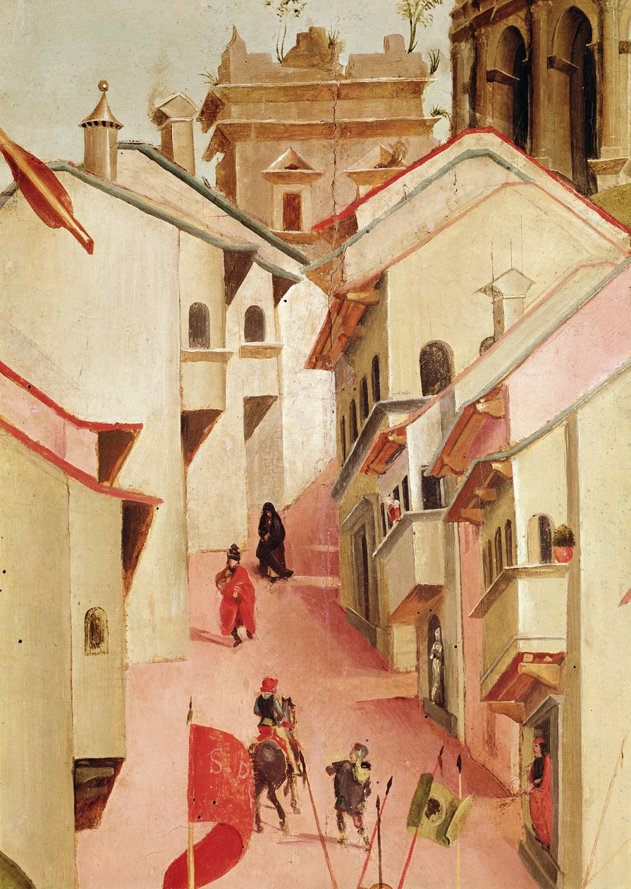 Męczeństwo św. Sebastiana, fragment miasta (detal 165896) autorstwa Luca Signorelli