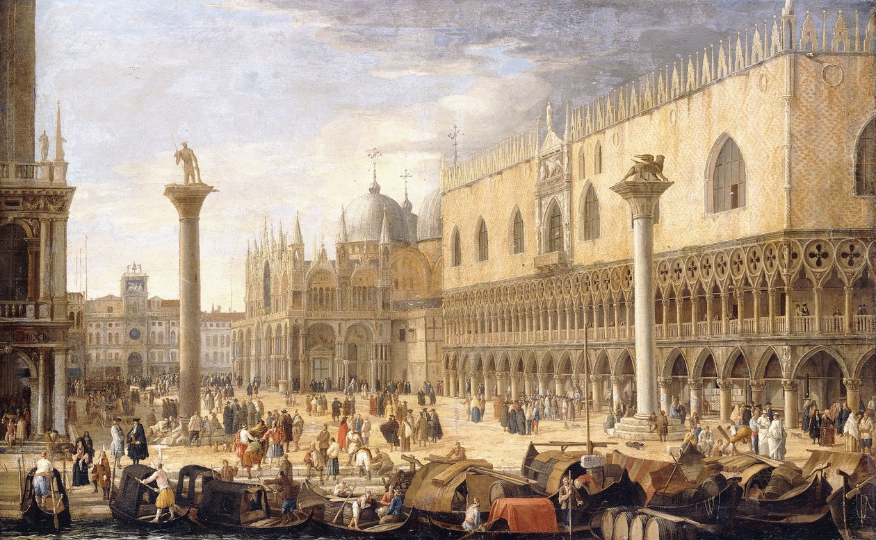 Piazzetta, Wenecja, z Bacino, autorstwa Luca Carlevaris