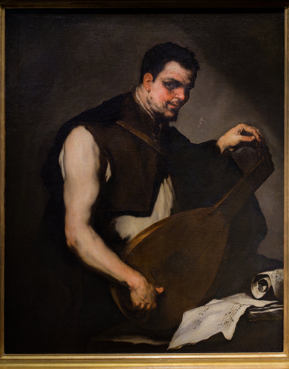 Muzyk strojący swoją lutnię autorstwa Luca Giordano